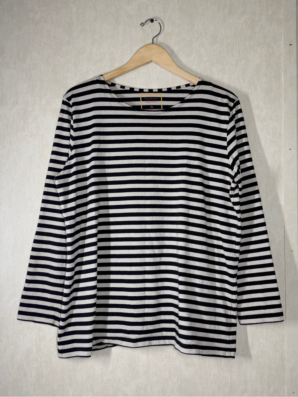 Gudrun Sjoden Women’s Organic Cotton Longsleeve Shirt in Striped Black Cream XL